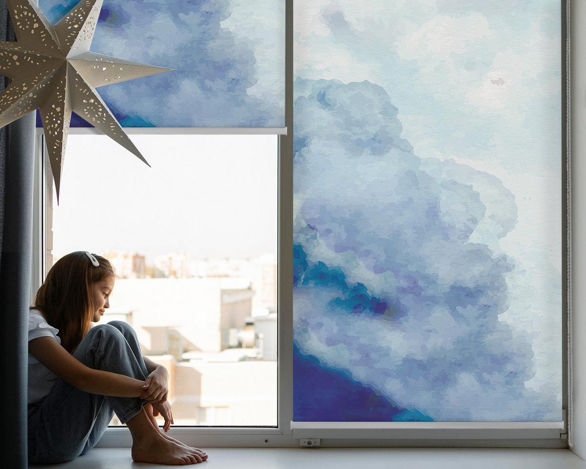 INNENROLLO - Fensterrollo - Rollo - 80x180 cm - Wolken - Blau, Kunststoff (80/180/0.5cm) - TULUP
