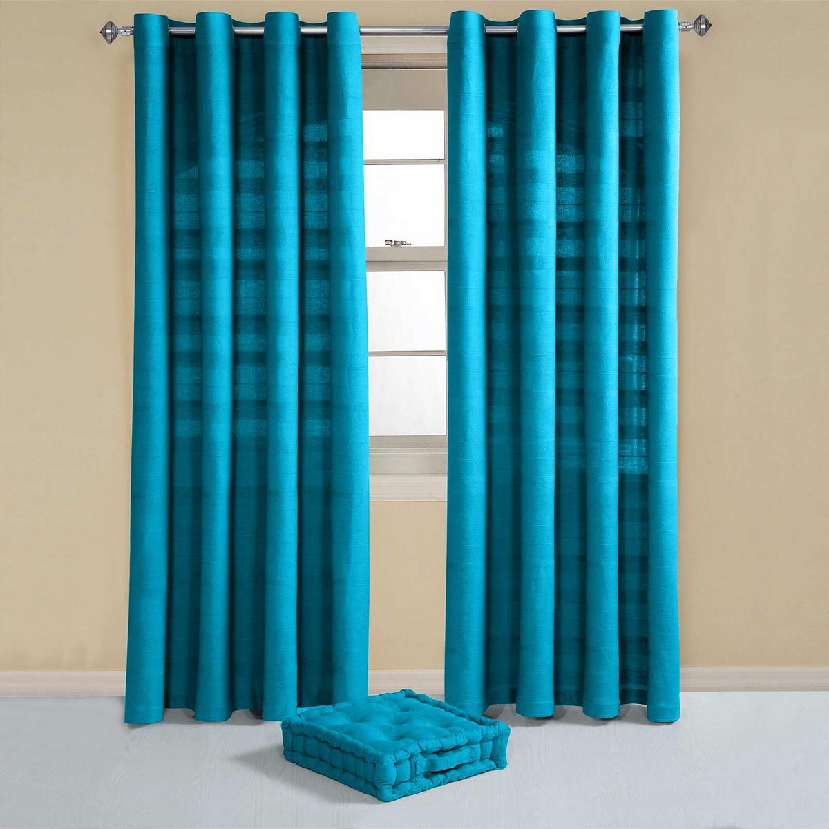 ÖSENVORHANG Rajput blickdicht 2er-Set, 167/182 cm - Petrol, Textil (167/182cm) - Homescapes