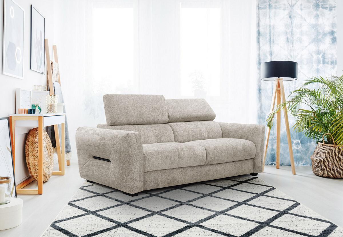 SOFA CALVERA 3-Sitzer, ecru - Ecru/Schwarz, Holzwerkstoff/Textil (204/79/106cm) - Wozimo
