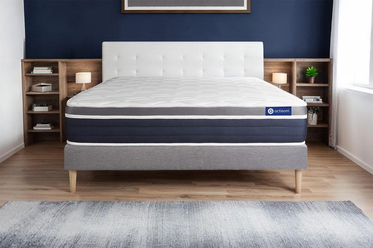 BETT Actimemo confort Memory-Schaum 80 x 200 cm h2 - Kit Bettgestell Grau - Beige/Grau, Karton/Holz (80/200cm) - ACTISOM