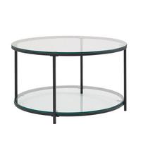 COUCHTISCH Glas/Metall Rund Modern 80x80x45 cm mit Stauraum & Ablagefach - Schwarz, Glas/Metall (80/80/45cm) - KADIMA DESIGN
