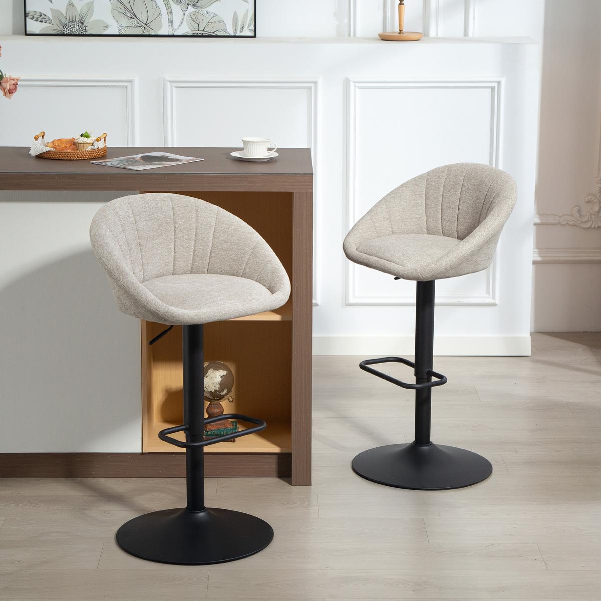 BARHOCKER 2er Set Polyester Beige - Beige/Schwarz, Textil/Metall (46/103/53.5cm) - HOMCOM