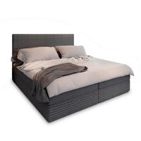 BOXBETT PISA 160x200 cm mit Matratze und Topper - Grau - Grau, Holz (160/200cm) - MASSENO