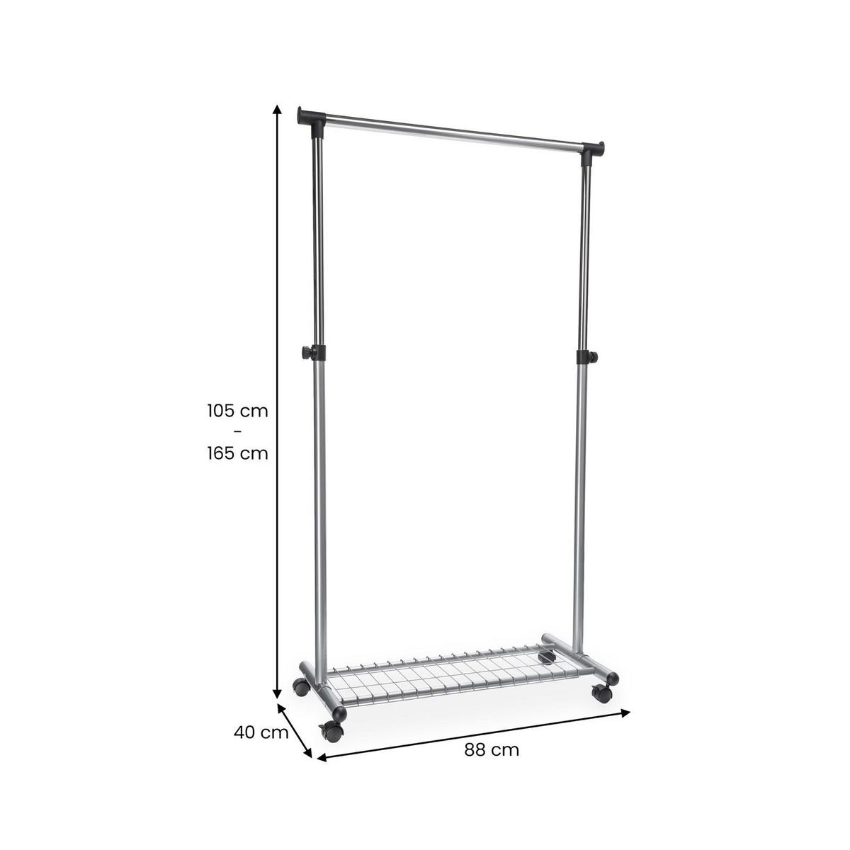 GARDEROBENWAGEN ORLA grau, chrom - Grau, Metall (88/165/40cm) - IDIMEX