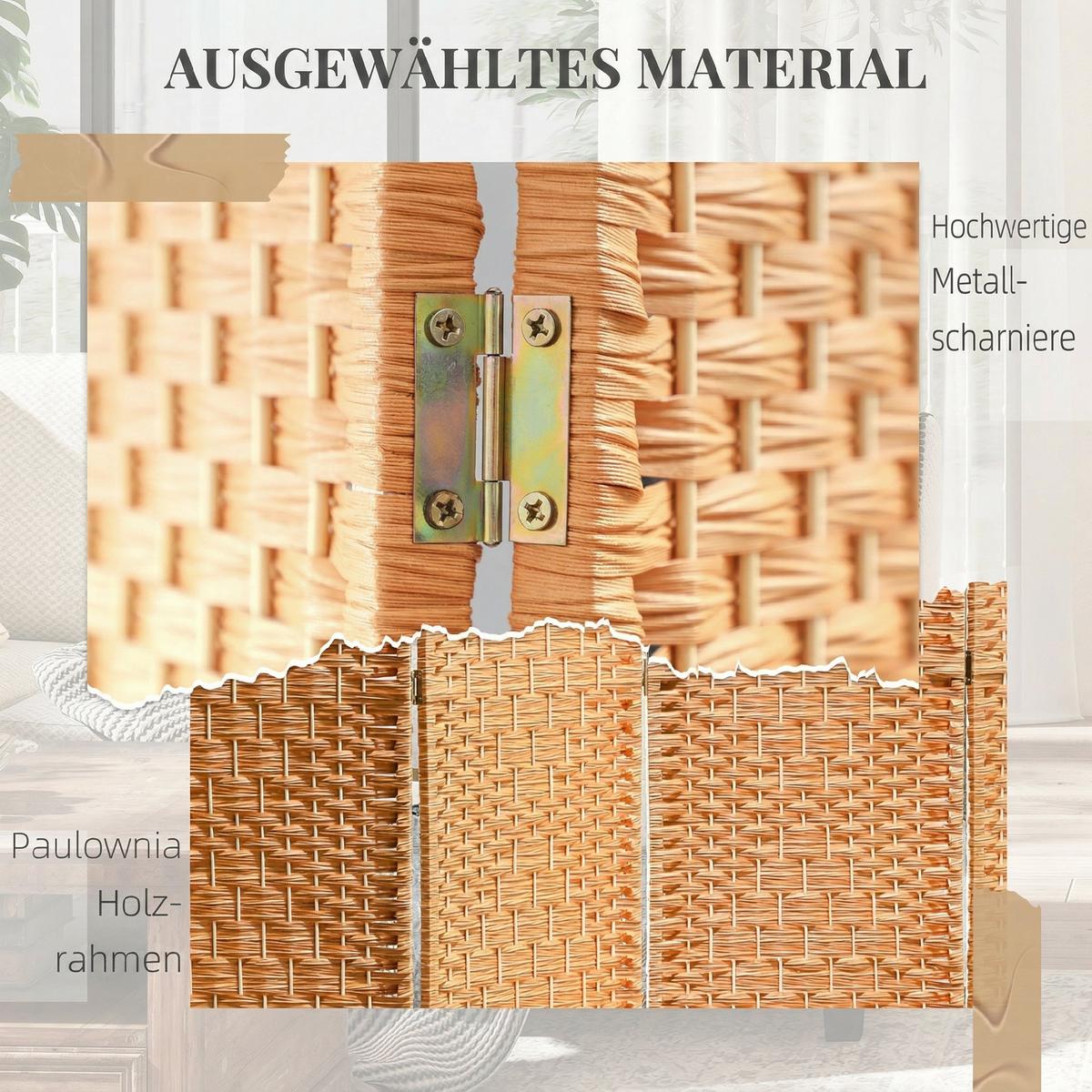 PARAVENT Polypropylen Kiefernholz Braun - Braun, Holz (1.7/180cm) - HOMCOM