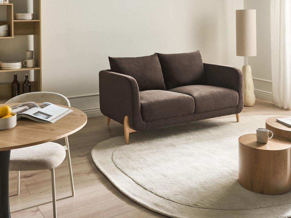 2-SITZER-SOFA Chenillegewebe Dunkelbraun Gimo - Dunkelbraun, Textil (149/83/80cm) - Beliani