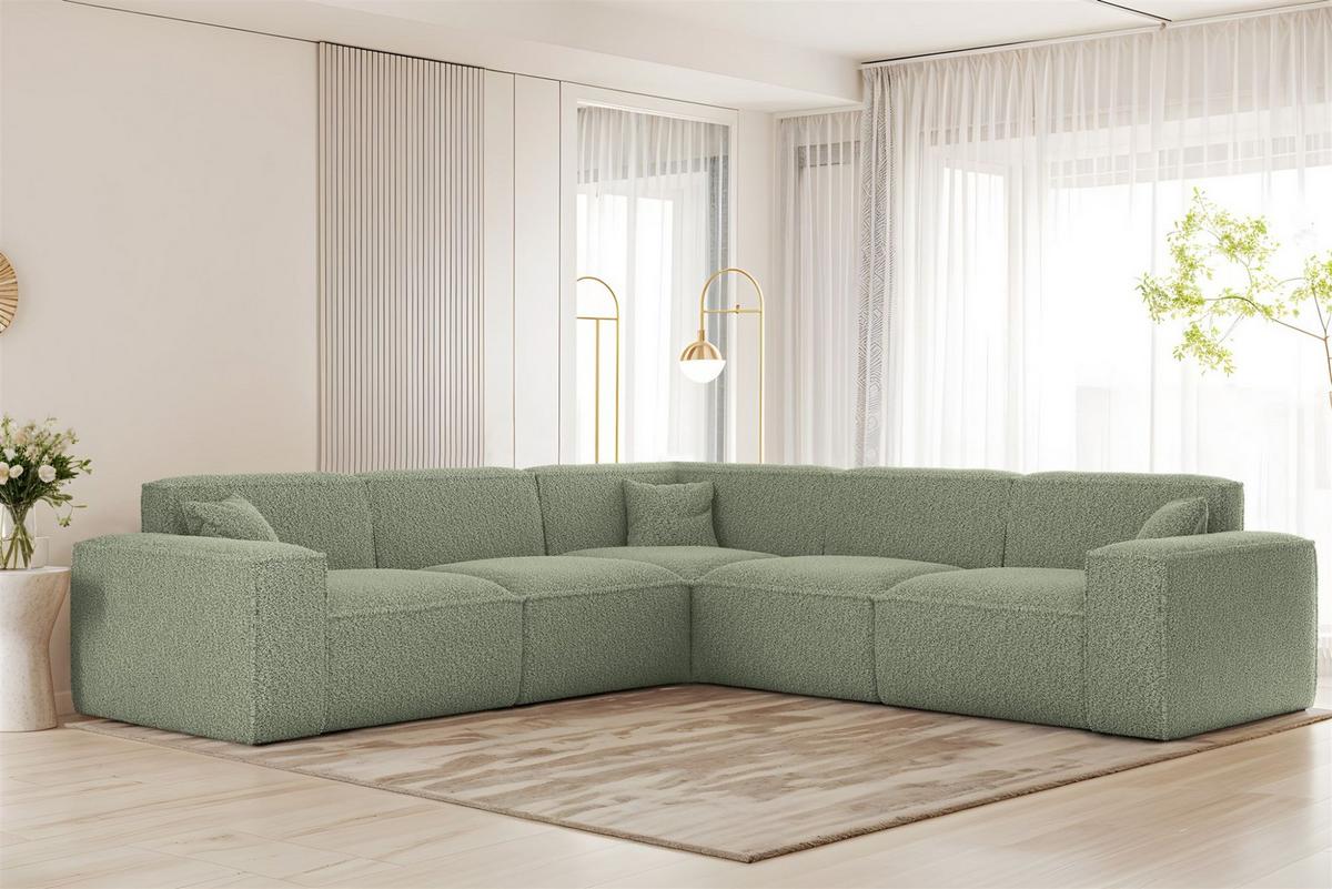 ECKSOFA Celes Premium In Sven - Grün, Holzwerkstoff/Textil (246/246cm) - Fun Möbel