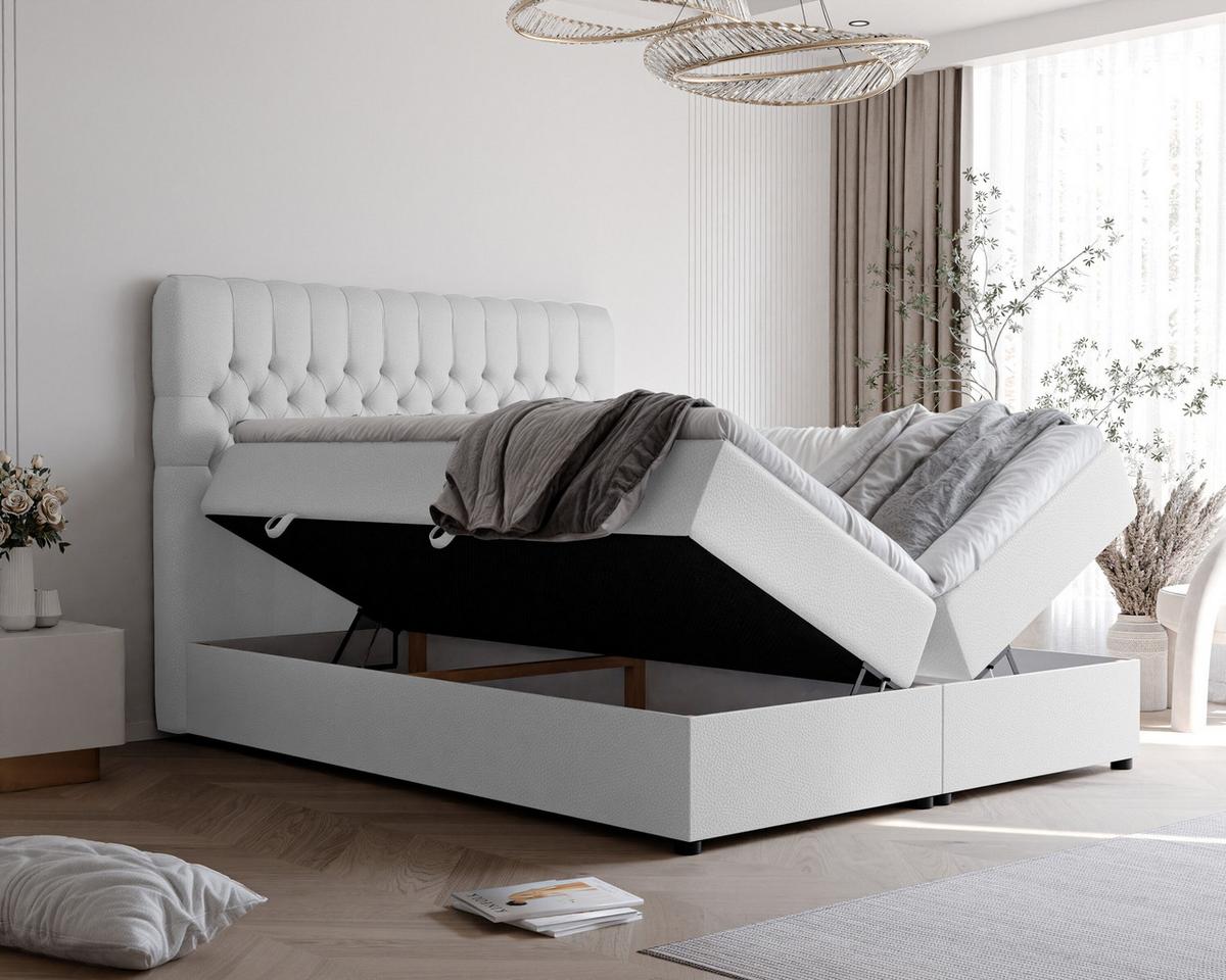 BOXBETT 120x200 cm mit Topper - Weiß, Holzwerkstoff/Textil (120/200cm) - Idohome