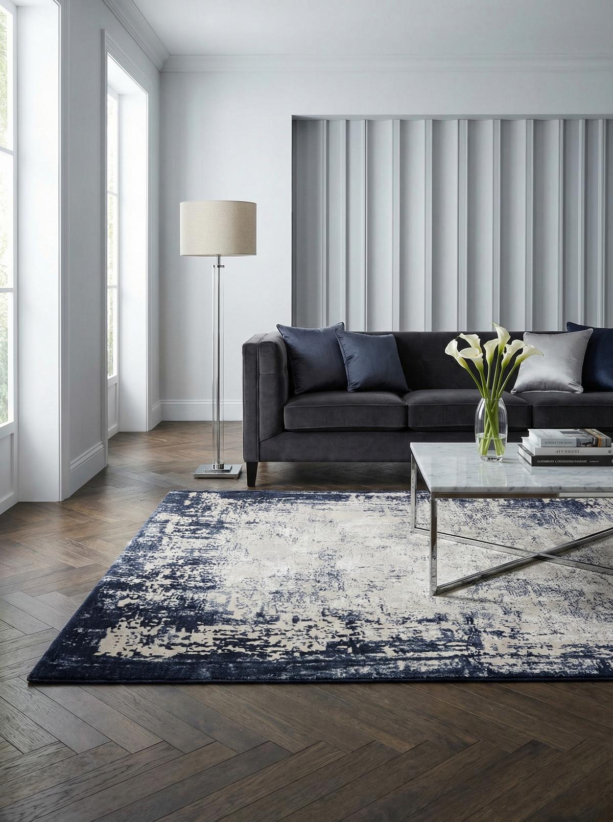 TEPPICH TIBER-Rieti, abstrakt, Dunkelblau, 160 x 230 cm - Blau, Textil (230/160cm) - KADIMA DESIGN