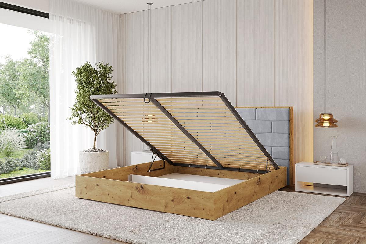 POLSTERBETT mit Bettkasten und Lattenrost, Bett mit Matratze H3/H4 - ENZO8 180x200 Hellgrau - Hellgrau, Holzwerkstoff/Textil (180/200cm) - ALTDECOR