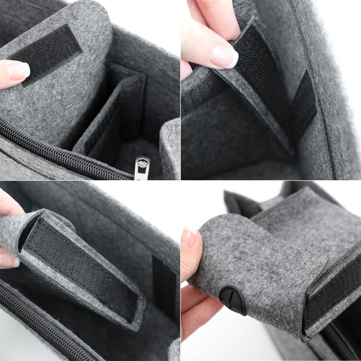 TASCHENORGANIZER S, Filz, 23x10x16cm, Grau - Grau, Kunststoff (23/10/16cm) - Dunedesign