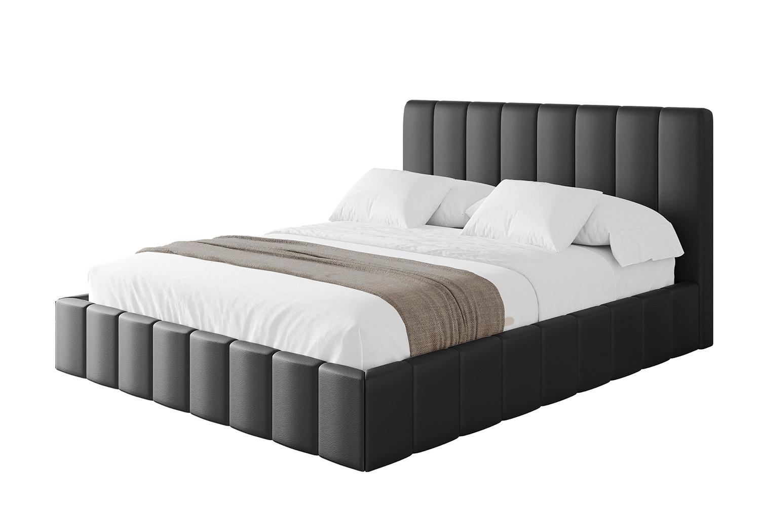 POLSTERBETT mit Bettkasten und Lattenrost, Bett mit Matratze H3/H4 - FINO 180x200 Schwarz Kunstleder - Schwarz Hochglanz, Holzwerkstoff/Textil (180/200cm) - ALTDECOR