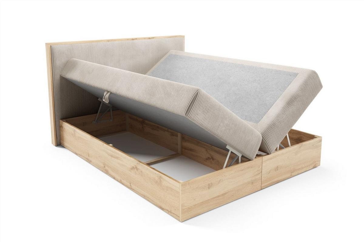 BOXBETT Roland Premium - Grau, Holzwerkstoff/Textil (200/220cm) - Fun Möbel