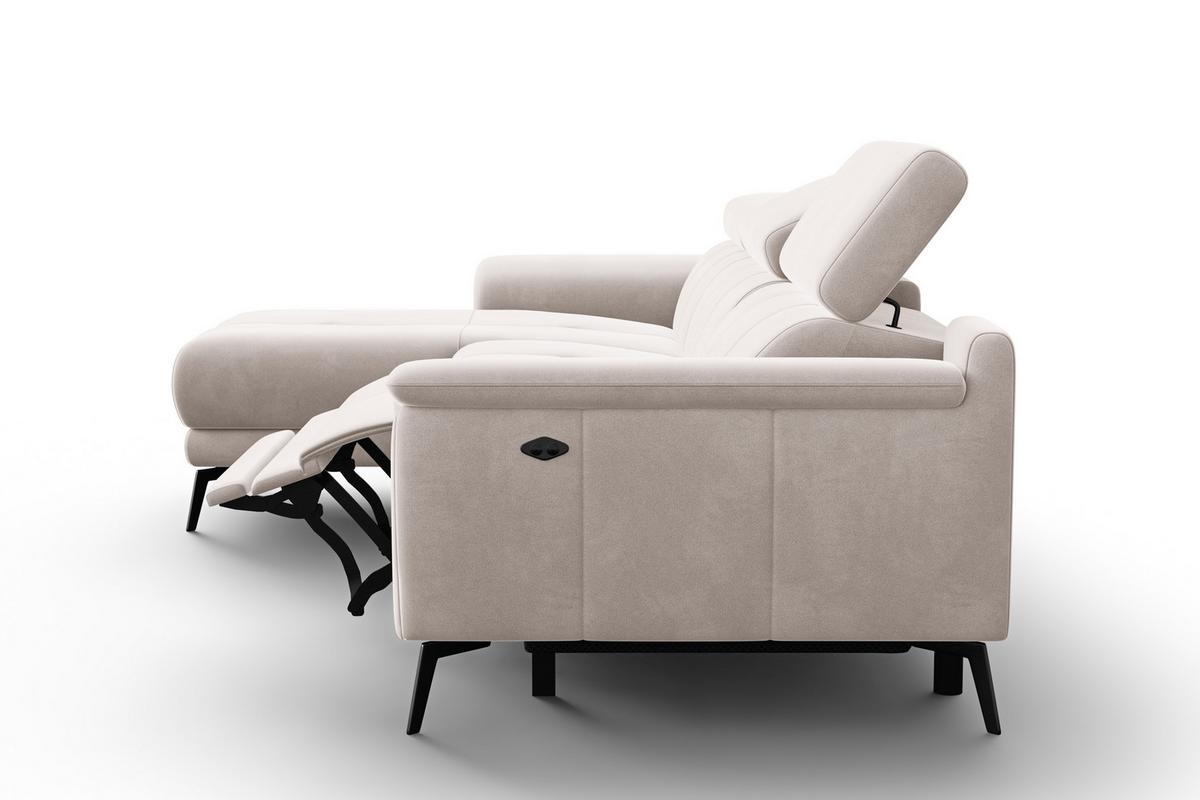 ECKSOFA FIERO 4-Sitzer LINKS, Beiger Veloursstoff - Beige/Schwarz, Holz/Textil (288/170cm) - Courtois Laville