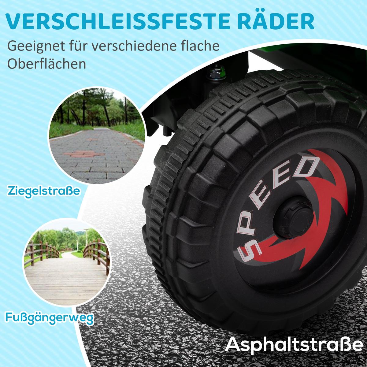 KINDER-ELEKTROQUAD Mini Elektroquad mit Vorwärts-, Rückwärtsfunktion, Grün - Grün, Metall (70/41.5/48.5cm) - HOMCOM