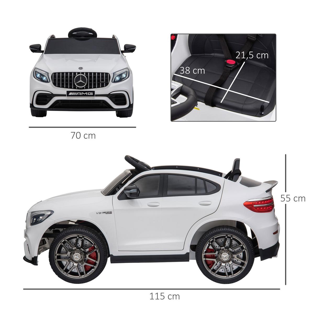 KINDERFAHRZEUG Fernbedienung Elektroauto Mercedes-Benz MP3 37-60 Monate 2 Farben - Weiß, Kunststoff (115/70/55cm) - HOMCOM