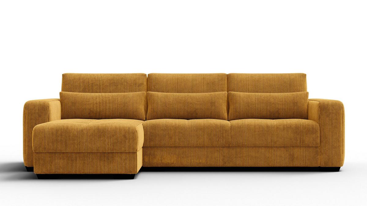 ECKSOFA OLI 4-Sitzer links, safran - Gelb, Holz/Textil (295/172cm) - Wozimo