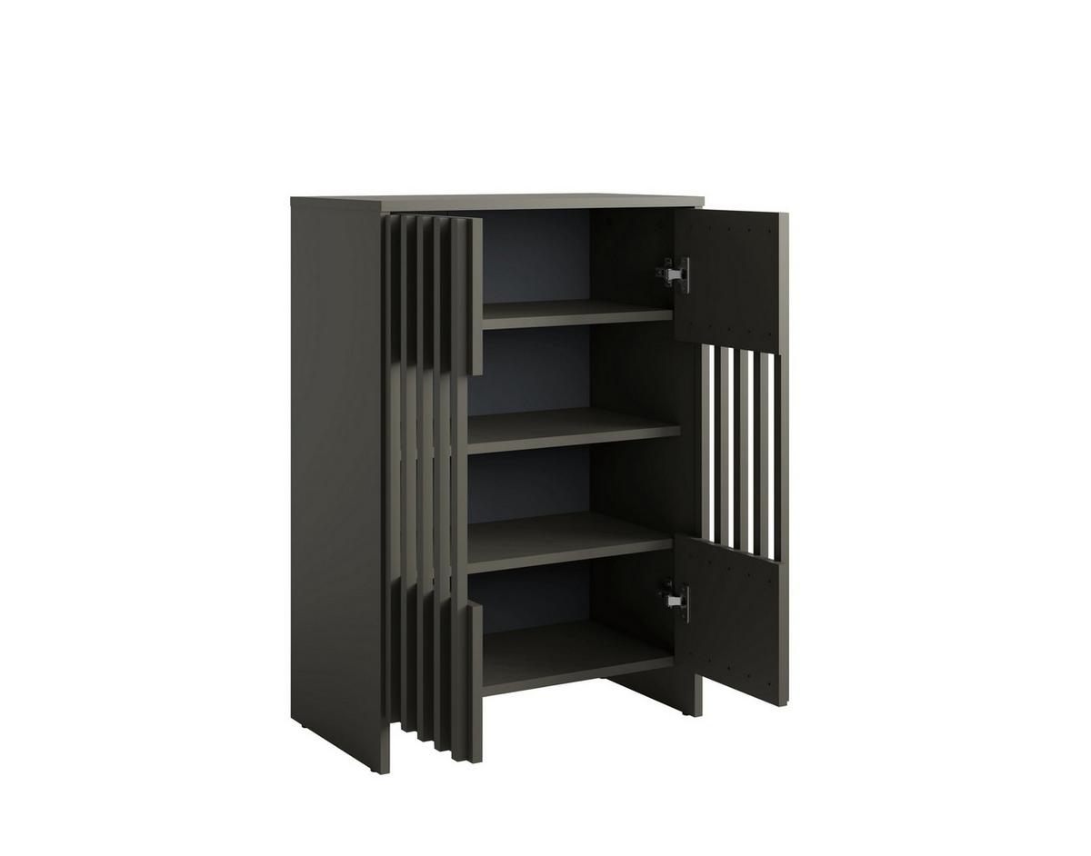 KOMMODE ZEPHYR 60/87/34cm mit Schubladen 2 Türen Graphitfarben - Graphitfarben, Holzwerkstoff (60/87/34cm) - MASSENO