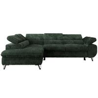ECKSOFA PABLO L Grün Cord - Links Seite mit Visco Topper - Schwarz/Grün, Textil/Metall (208/273cm) - MKS