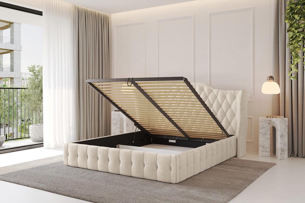 POLSTERBETT mit Bettkasten und Lattenrost, Boxbett ohne Matratze - MODY 120x200 Beige - Creme, Holzwerkstoff/Textil (120/200cm) - ALTDECOR