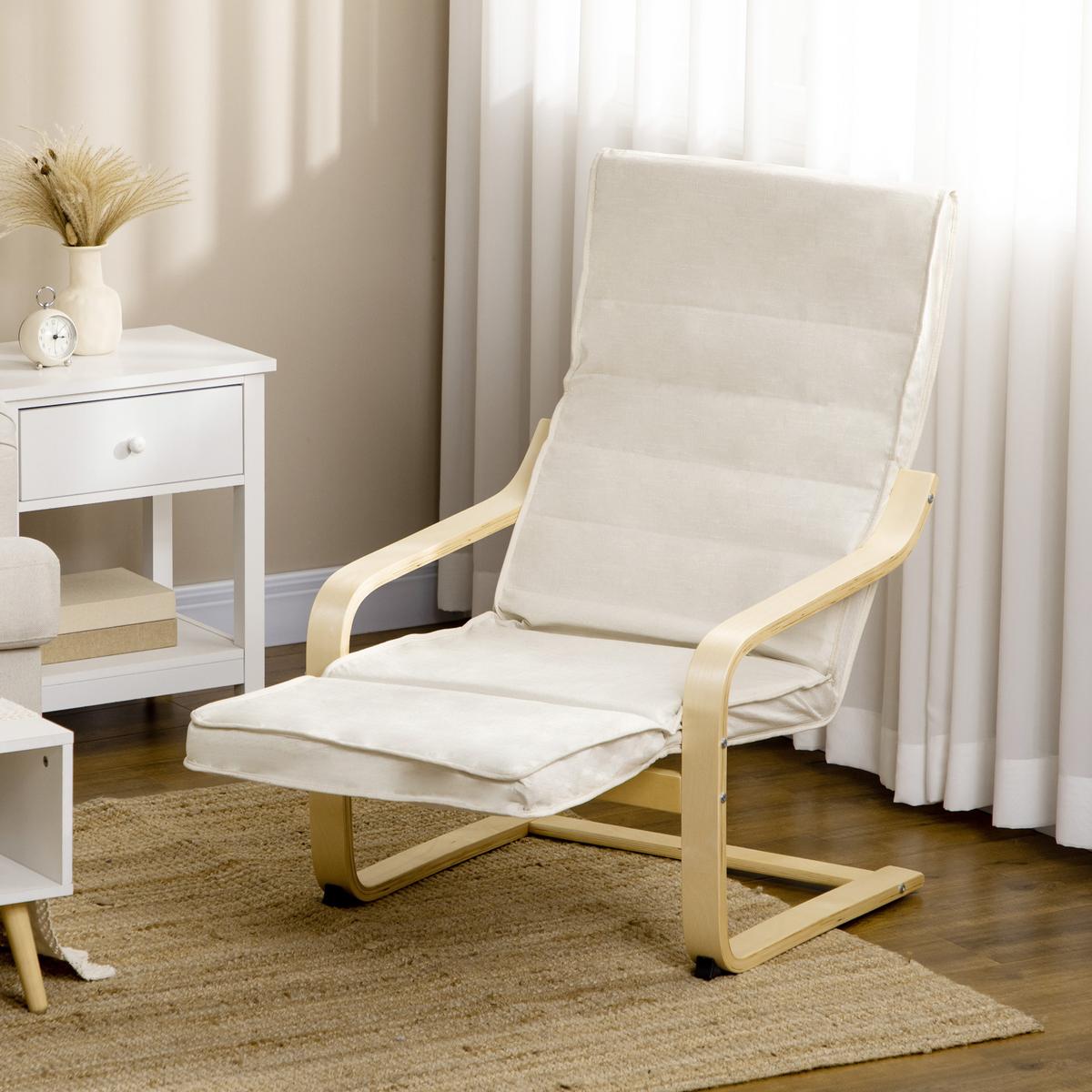 RELAXSESSEL Schwingstuhl, Ruhesessel, Relaxstuhl mit Verstellbarem Fußteil - Weiß, Kunststoff (94/100/66.5cm) - HOMCOM