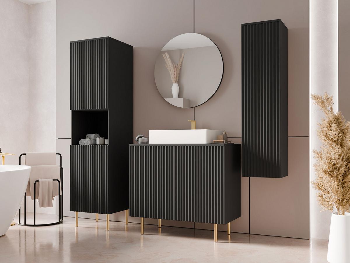 BADMÖBEL-SET Nubia V - Goldfarben/Schwarz, Holzwerkstoff/Metall (87/79/45cm) - MIRJAN24