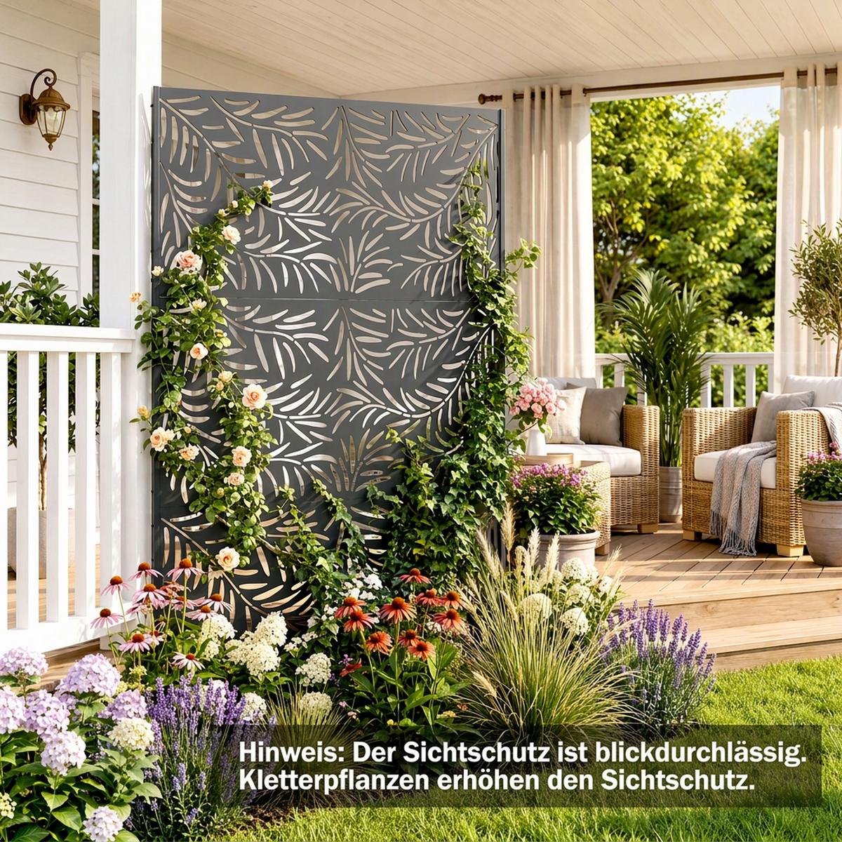 GARTENSICHTSCHUTZ, Stahl, Schwarz - Schwarz, Metall (45/198cm) - Outsunny