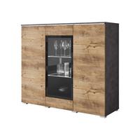KOMMODE Vera 120 mit weißer LED Beleuchtung - Silberfarben/Braun, Holzwerkstoff/Kunststoff (120/104/40cm) - MIRJAN24