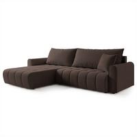 ECKSOFA FRIGA Braun Strukturstoff mit Schlaffunktion - Braun, Holz (283/185cm) - MASSENO
