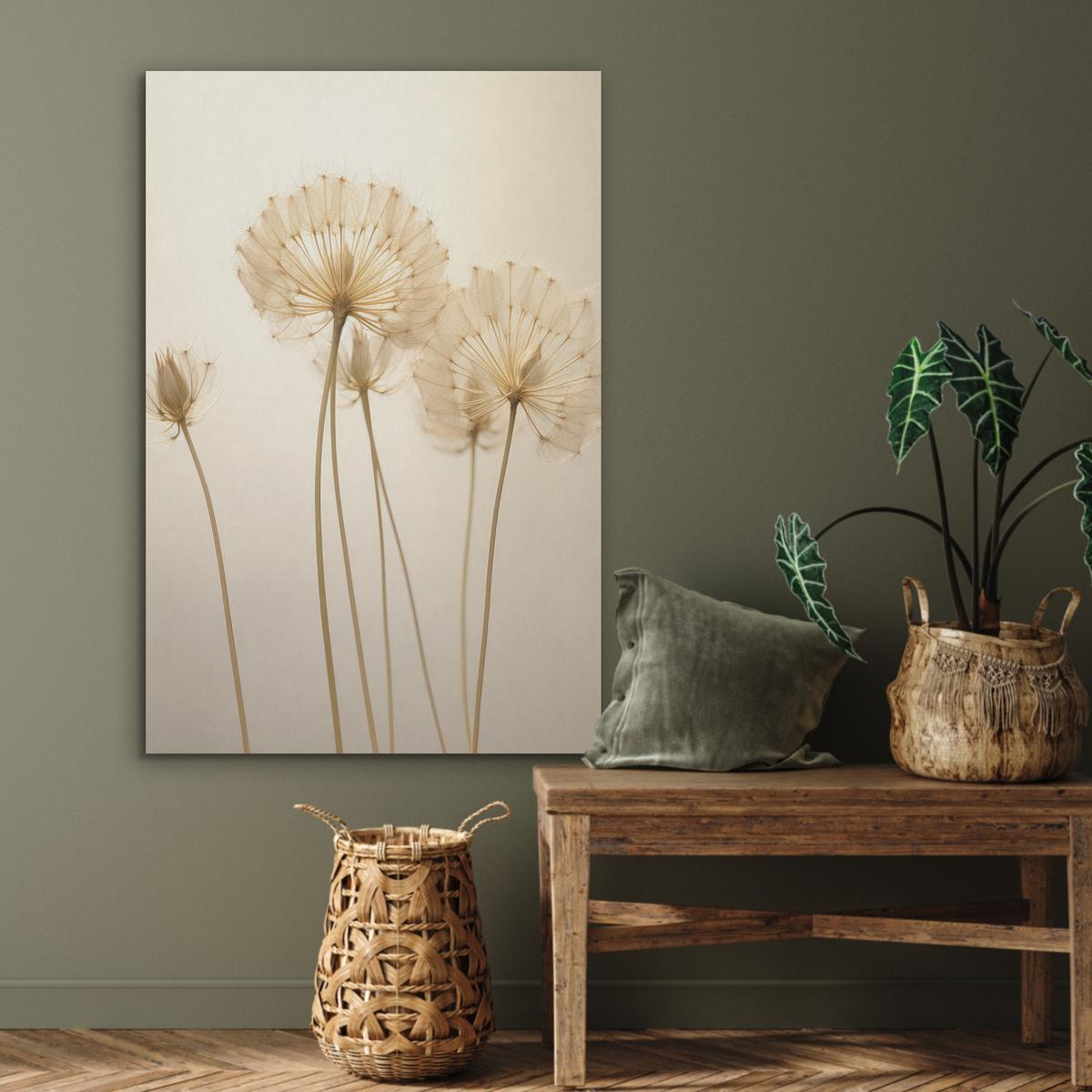 AKUSTIKBILD Sonnenlicht - Löwenzahn - Botanisch - Blumen Wanddeko 70x100 cm - Creme, Kunststoff (70/100/0.9cm) - MuchoWow