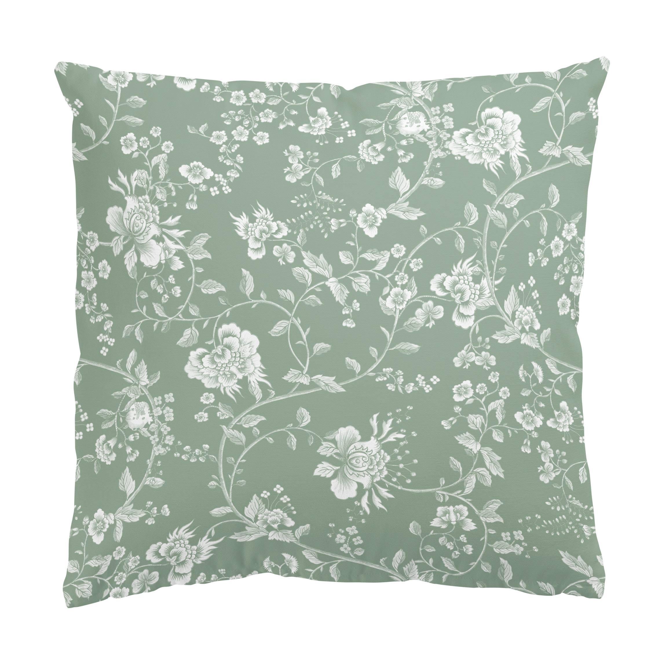 KISSENBEZUG Blumenranken auf Grün 50/50 cm - Grün, Textil (50/50cm) - Bilderwelten