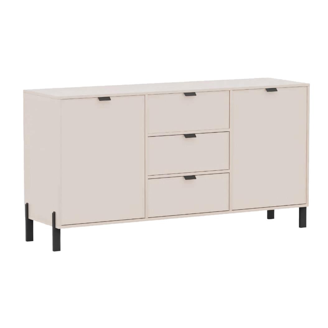 KOMMODE MINO 160/85,5/45cm mit 3 Schubladen 2 Türen Beige - Beige, Holzwerkstoff (160/85.5/45cm) - MASSENO