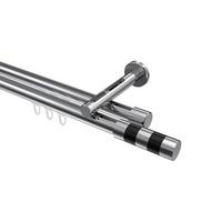 GARDINENSTANGE INNENLAUF Siteno Mavell 320 cm (geteilt in 2 x 160 cm), 2-läufig, 20 mm Ø Chrom - Chromfarben/Schwarz, Metall (320cm) - INTERDECO