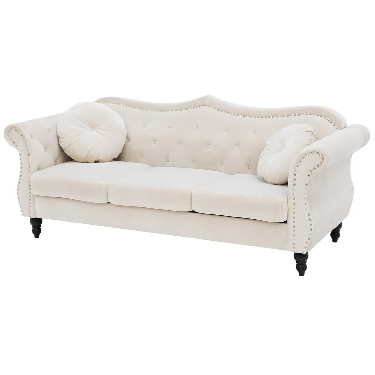 SOFA-SET 5-sitzer Samtstoff Beige Skien - Beige, Textil (200/91/83cm) - Beliani