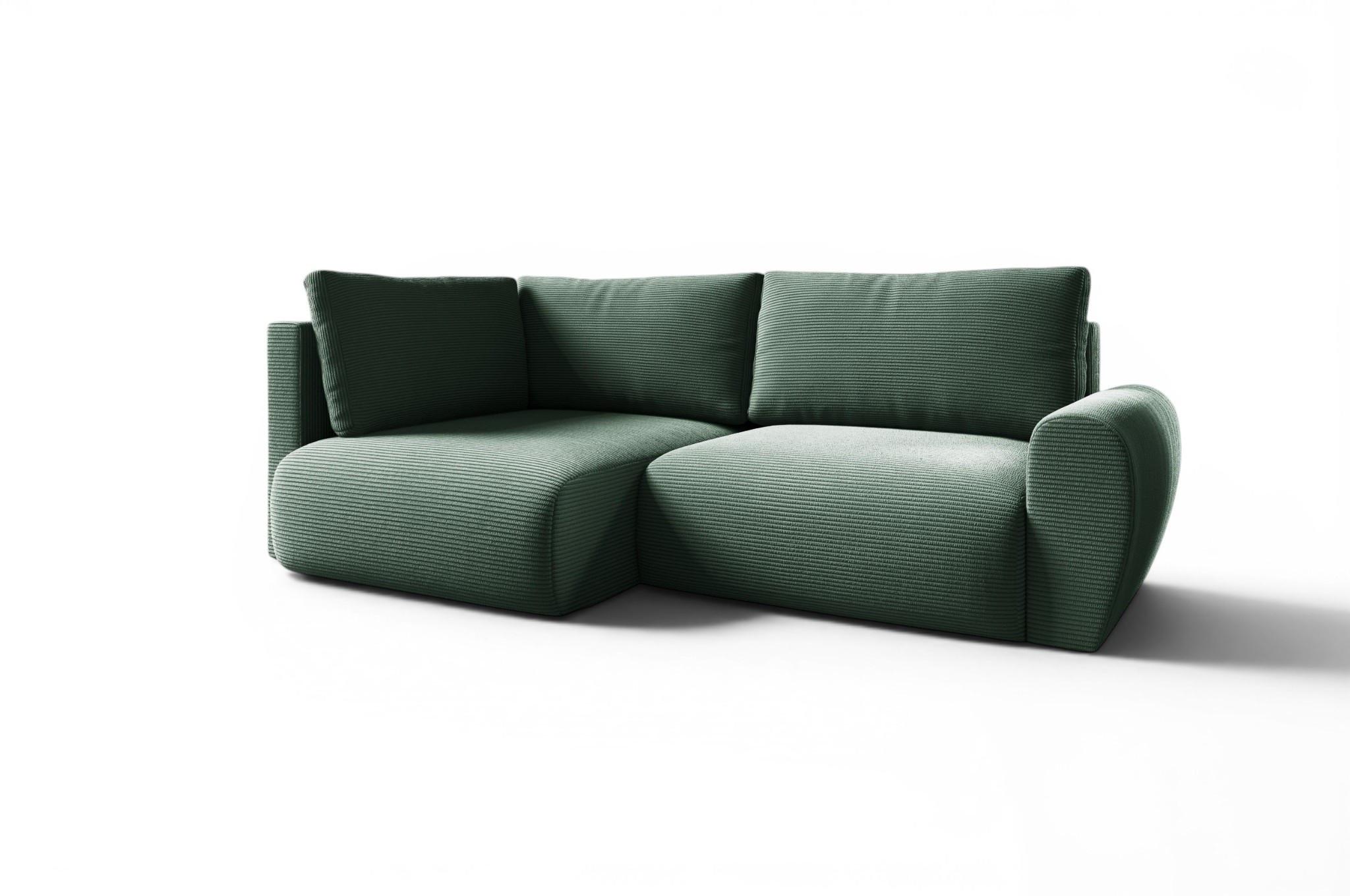 ECKSOFA Galan Mini Mit Schlaffunktion - Grün, Holzwerkstoff/Textil (241/153cm) - Fun Möbel