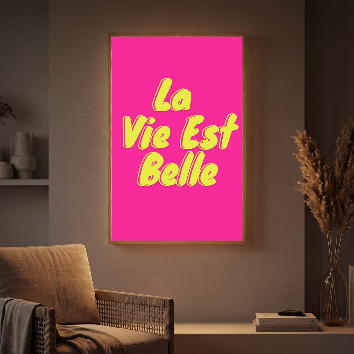 WANDLEUCHTE MIT AKKU Zitat - Retro - Rosa 60x90 cm - Pink, Holzwerkstoff (60/90/8cm) - OnlyWow