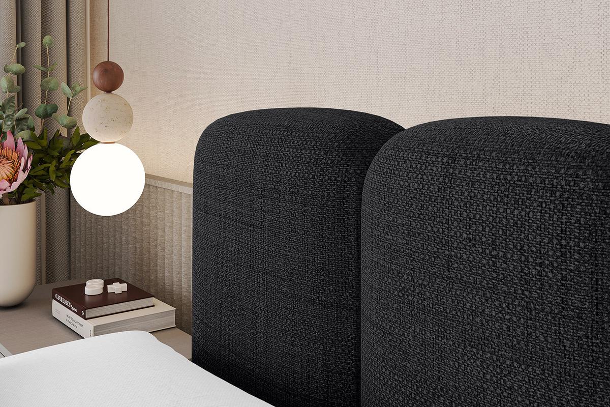 BOXBETT mit Matratze H4 - NINA - 180x200 cm - Schwarz - Schwarz, Holzwerkstoff (180/200cm) - ALTDECOR