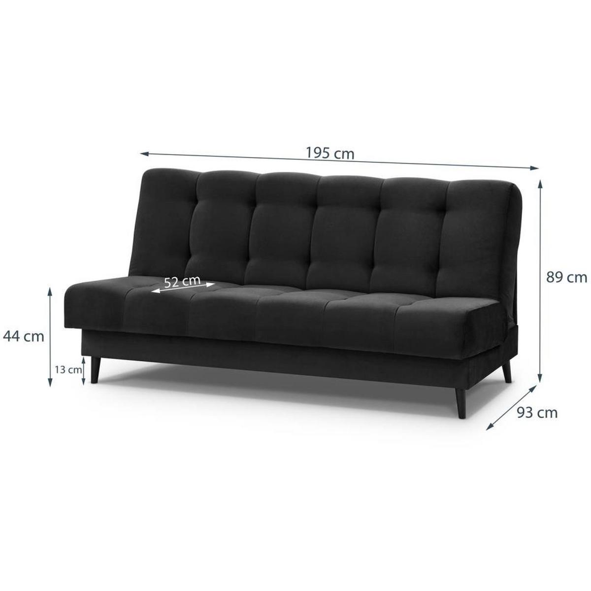 3-SITZER Schlafsofa Nancy schwarz - Schwarz, Holz/Textil (220/89/93cm) - Beautysofa
