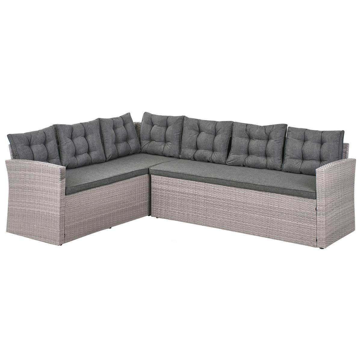 GARTEN-ECKSOFA 8-Sitzer Polyrattan Grau Viterbo - Hellgrau/Grau, Kunststoff - Beliani