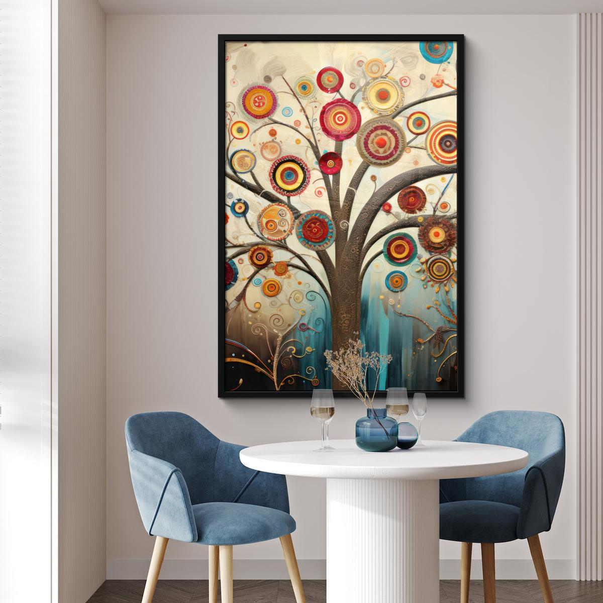 POSTER MIT RAHMENGERAHMTES BILD Baum - Baum des Lebens - Farbe Bilderleiste 80x120 cm - Braun, Papier (80/120cm) - MuchoWow
