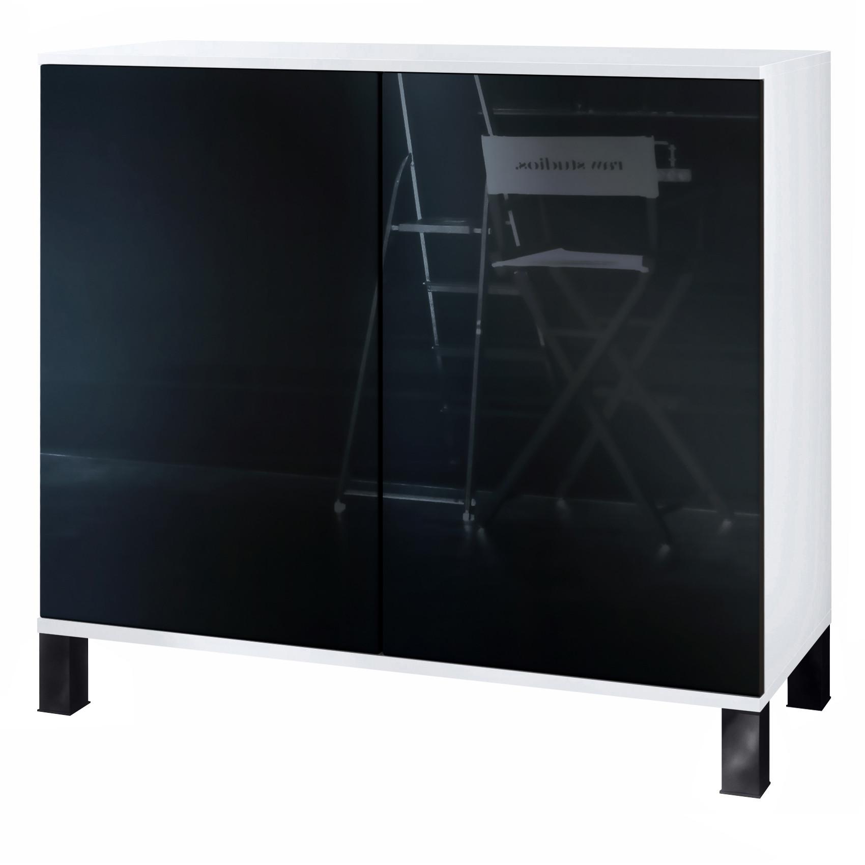 KOMMODE Skadu Schwarz Hochglanz - Schwarz Hochglanz, Holzwerkstoff (92.5/84.5/35cm) - Vladon