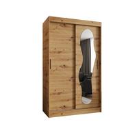 SCHIEBETÜRENSCHRANK mit Spiegel ULTRA 200/120/62 2-türig - Silberfarben/Eiche Artisan, Holz (120/200/62cm) - MÖBEL KRYSPOL