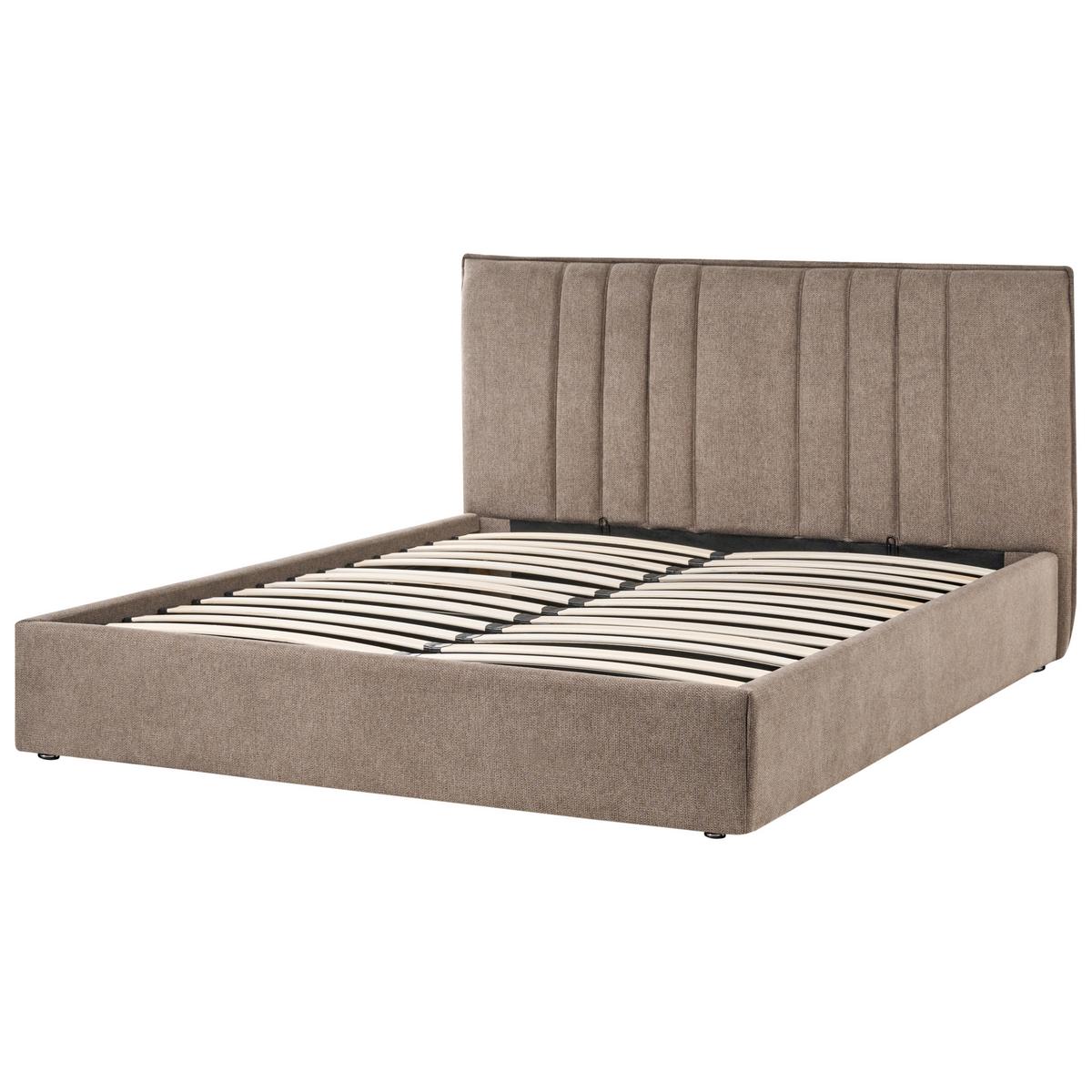 BETT mit Stauraum 160/200 cm Stoff Taupe Tarascon - Taupe, Textil (160/200cm) - Beliani