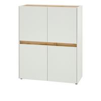 HIGHBOARD weiß, Eiche Wotan 100 x 120 cm, hohe Kommode 4-türig - Eiche Wotan/Schwarz, Holz/Holzwerkstoff (100/120/40cm) - Furn.Design