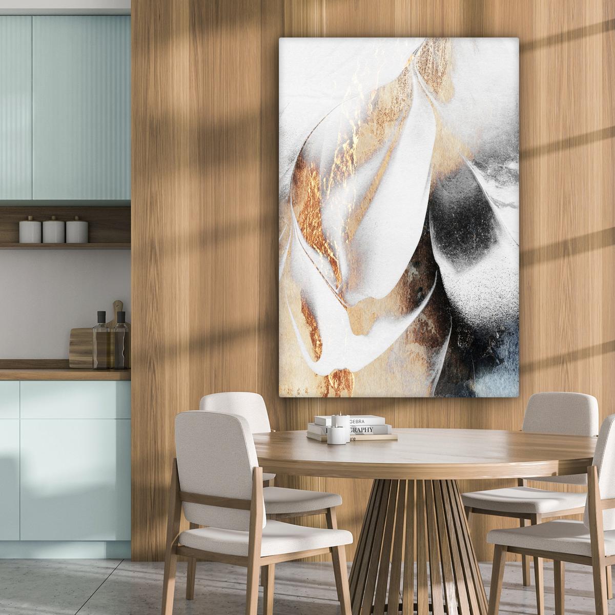 LEINWANDBILD Luxus - Abstrakt - Gold - Weiß Deko XXL 80x120 cm - Goldfarben, Textil (80/120cm) - MuchoWow