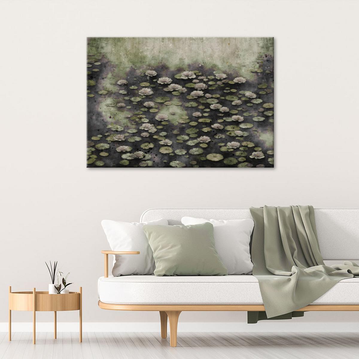 WANDBILD lotusblumen auf einem see - Grün, Textil (60/40cm) - Feeby