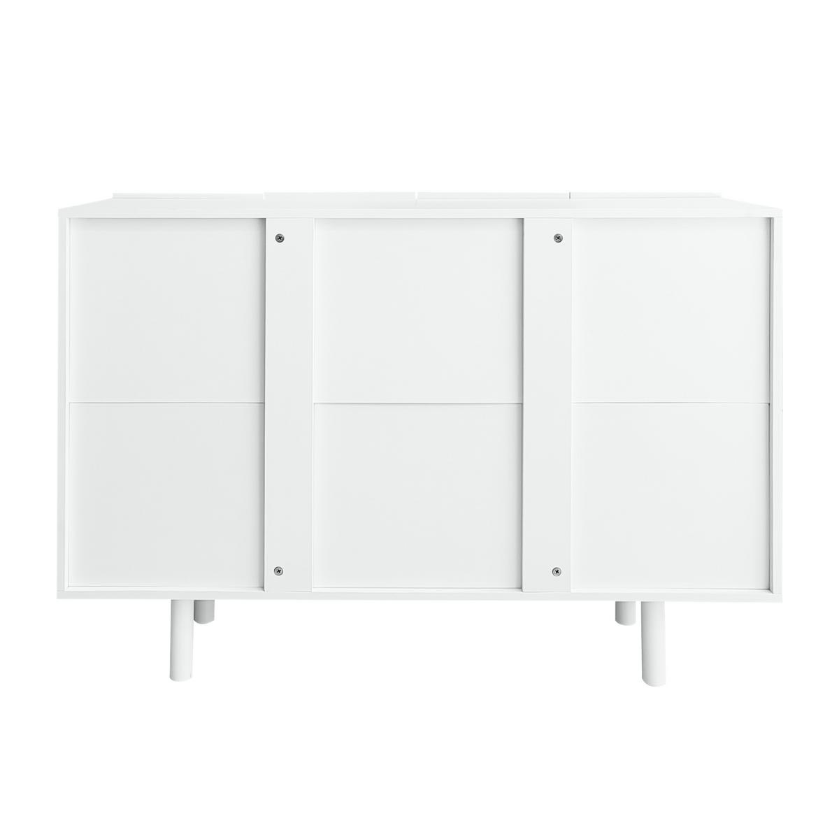 SIDEBOARD mit Metallfüßen und Rillen-Design - Weiß, Holzwerkstoff/Metall (120/80/38cm) - Urban Meuble