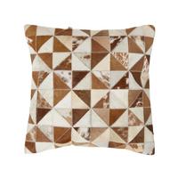 PATCHWORK-KISSEN Fell & Leder 45/45 cm geometrisch - Multicolor, Leder/Textil (45/45cm) - Homescapes