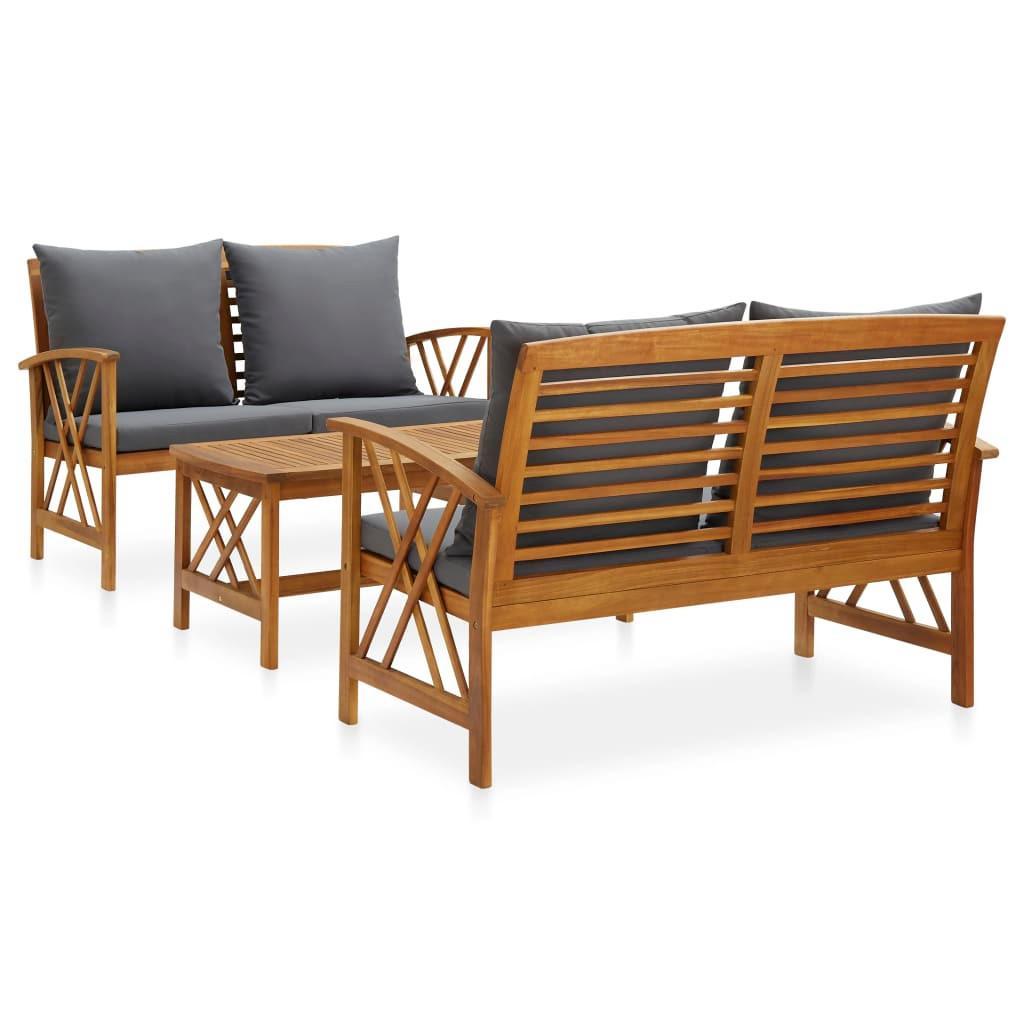 GARTENSET Rembisz 3-teilig - Grau, Holzwerkstoff - Nettlife