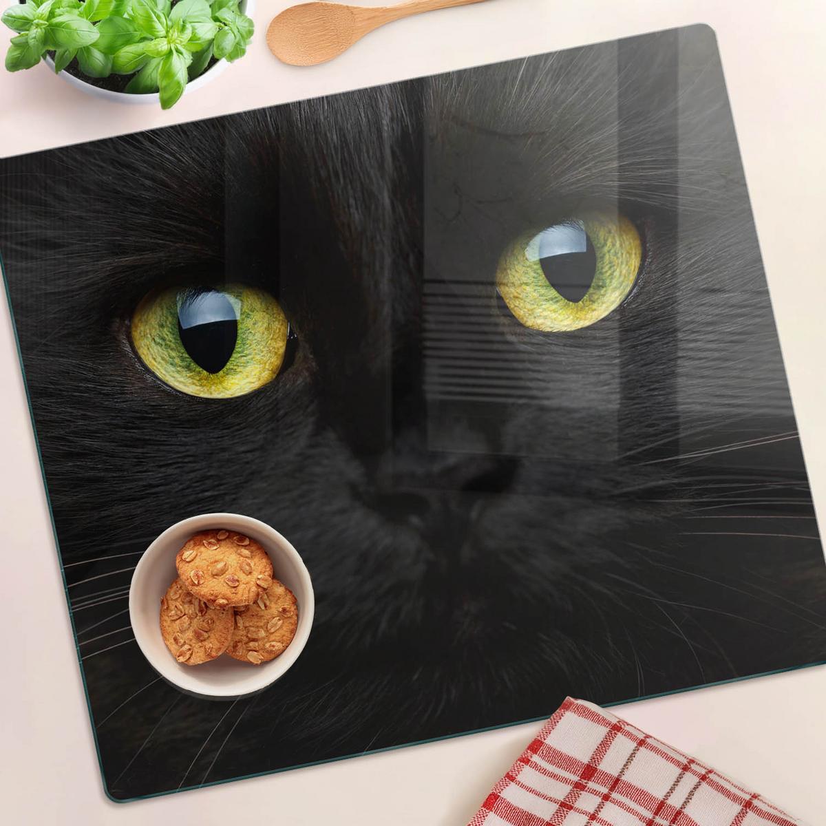 GLASPLATTE 60x52 cm Katzenaugen - Hellgrau/Schwarz, Glas (60/52cm) - TULUP
